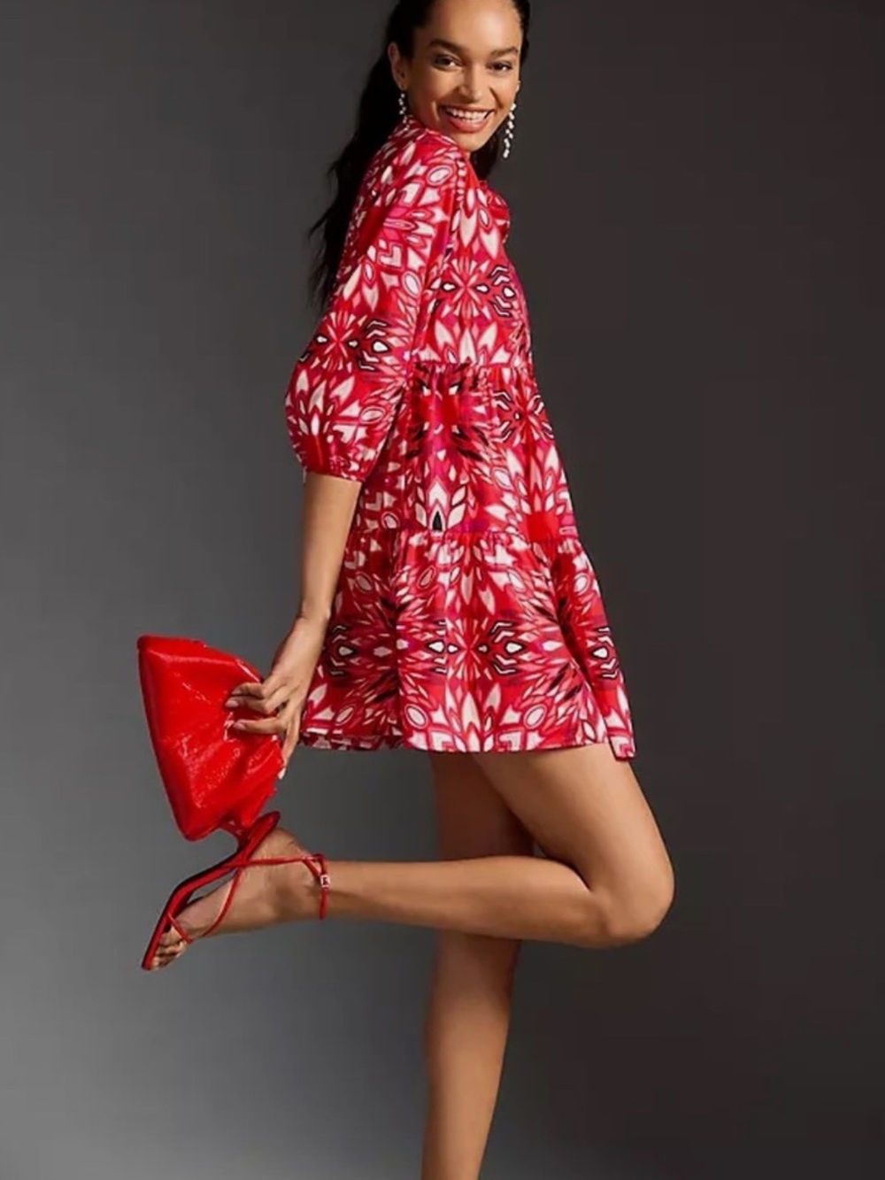 Anthropologie Maeve Bettina Tiered Mini Shirt Dress - M
